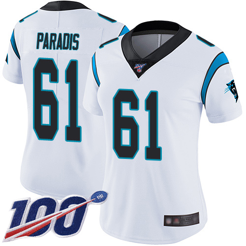 Carolina Panthers Limited White Women Matt Paradis Road Jersey NFL Football #61 100th Season Vapor Untouchable->carolina panthers->NFL Jersey